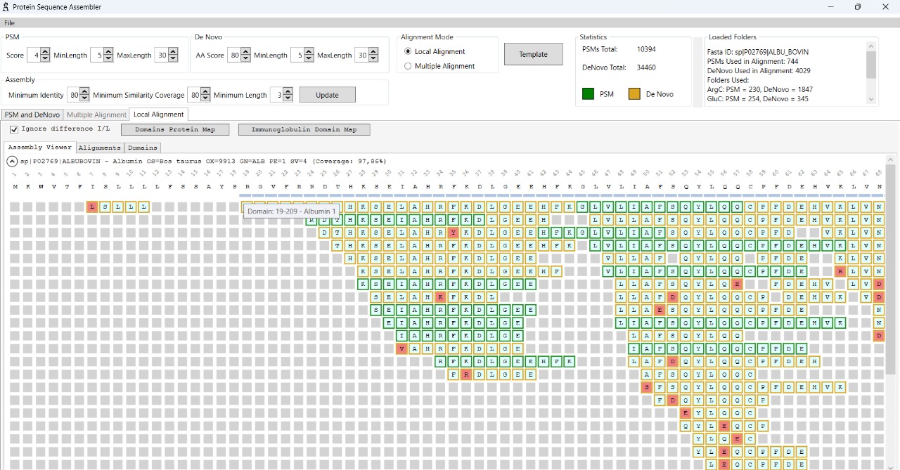 SequenceAssembler Screenshot 2 - Multi-template Alignment Visualization
